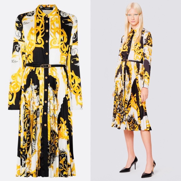 Versace Dresses & Skirts - Versace Achantus Print Silk Pleated Dress